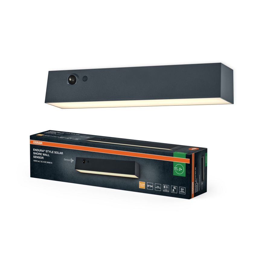Osram - LED solarno stensko svetilo s senzorjem ENDURA STYLE LED/12,4W/4,2V 2000 mAh IP54 antracit