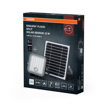 Osram - LED zatemnjevalni solarni reflektor s senzorjem ENDURA LED/10W/4,2V 4000K IP65 črna + daljinski upravljalnik