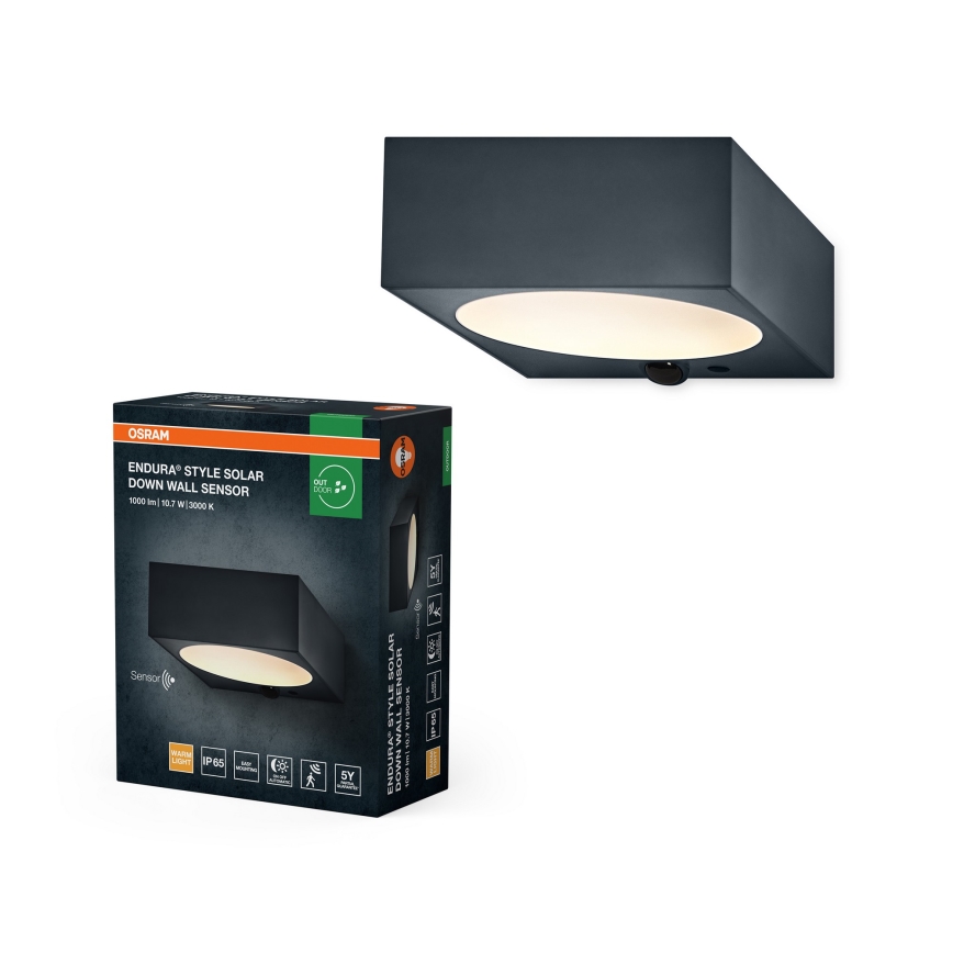 Osram - LED zatemnljivo sončno stensko svetilo s senzorjem ENDURA STYLE LED/10,7W/4,2V 2000 mAh IP65 antracit