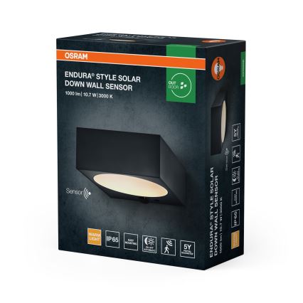 Osram - LED zatemnljivo sončno stensko svetilo s senzorjem ENDURA STYLE LED/10,7W/4,2V 2000 mAh IP65 antracit