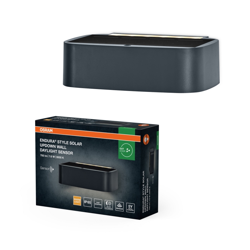 Osram - LED zatemnjiva sončna stenska svetilka ENDURA STYLE LED/7,6W/4,2V 2000 mAh IP65 antracit
