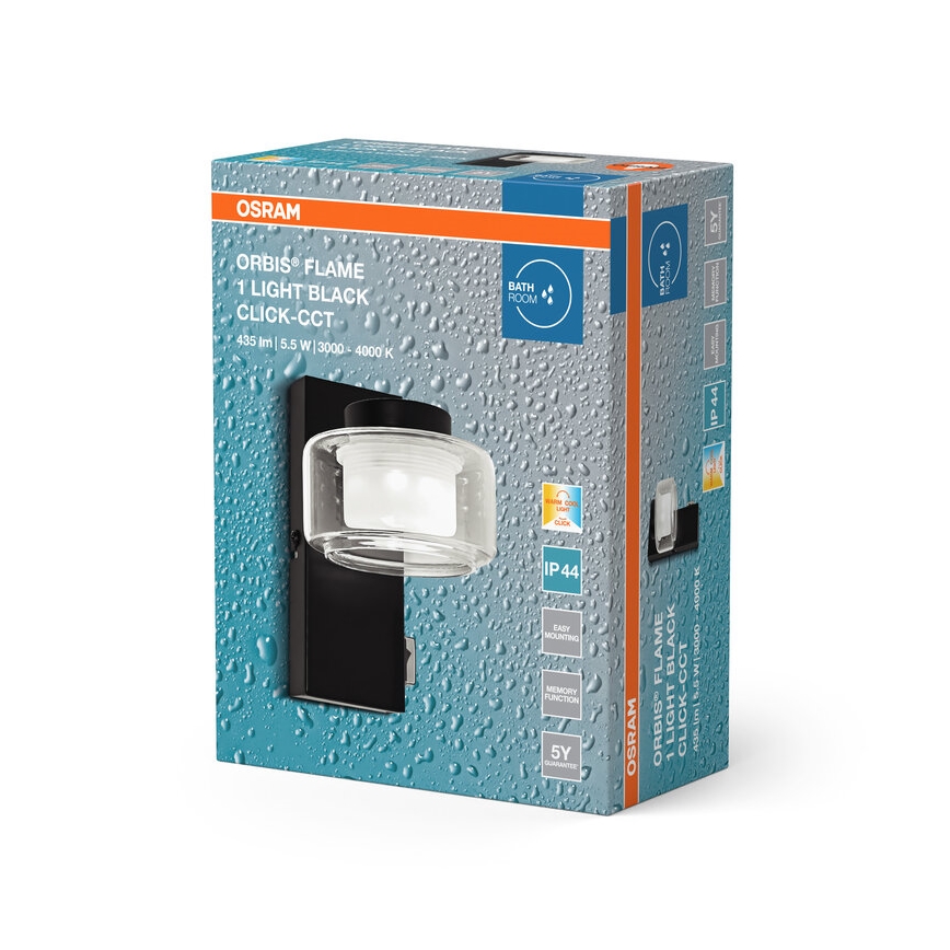 Osram - LED kopalniško stensko svetilo ORBIS FLAME LED/5,5W/230V 3000/4000K IP44 črna