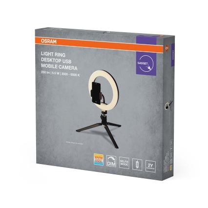 Osram - Namizna LED svetilka z zatemnitveno funkcijo s stojalom in držalom za snemanje vlogov LED/5,5W/USB 3000-6500K 210 mAh