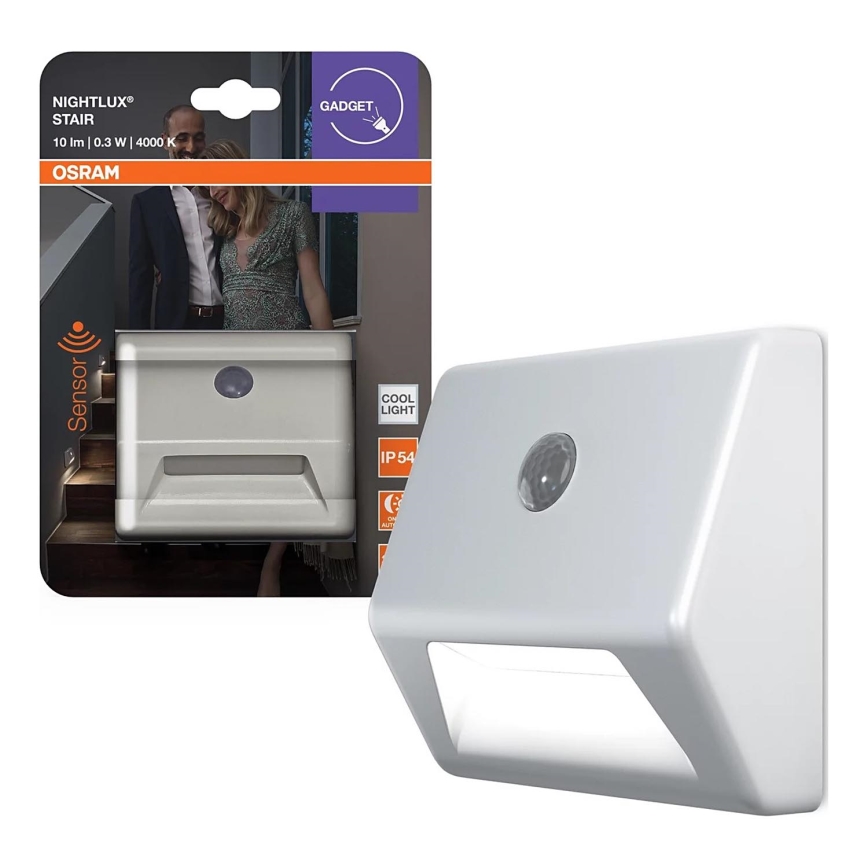 Osram - LED stopniščna svetilka s senzorjem NIGHTLUX LED/0,25W/3xAAA IP54 bela