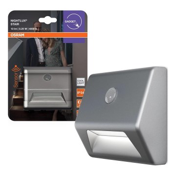 Osram - LED stopniščna svetilka s senzorjem NIGHTLUX LED/0,25W/3xAAA IP54 srebrna
