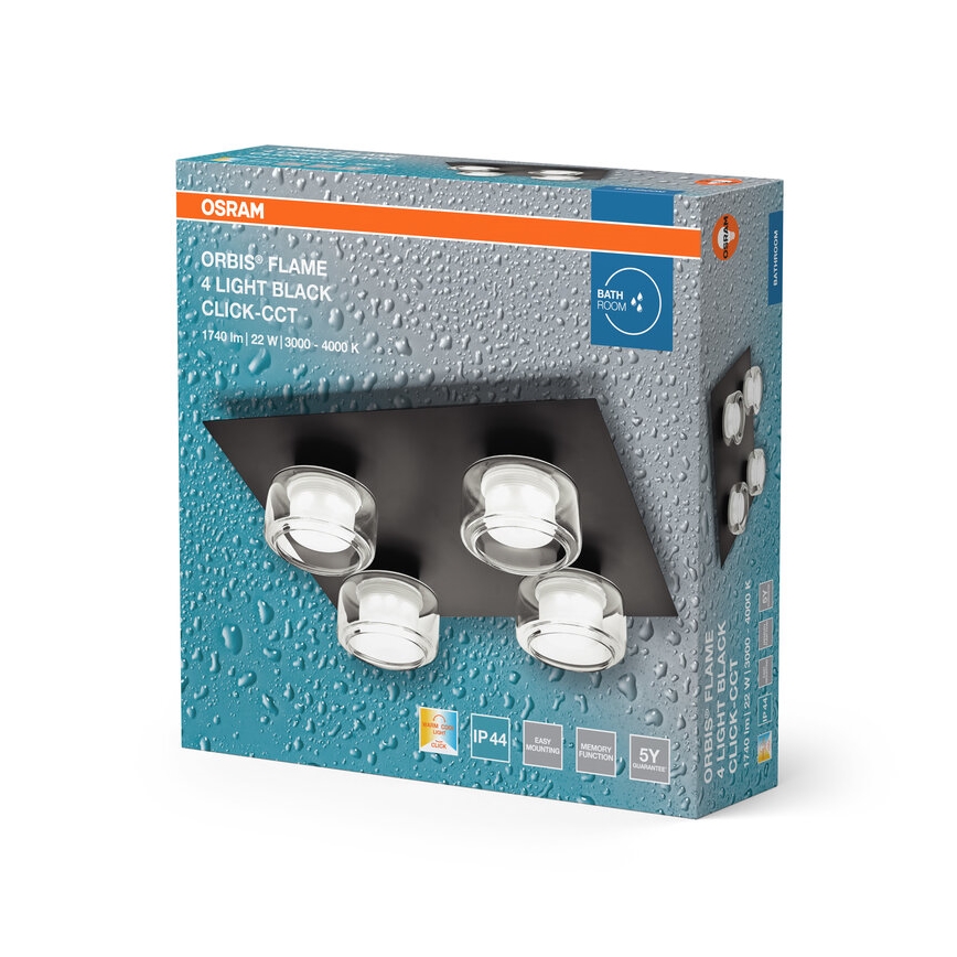 Osram - LED kopalniško stropno svetilo ORBIS FLAME 4xLED/5,5W/230V 3000/4000K IP44 črna