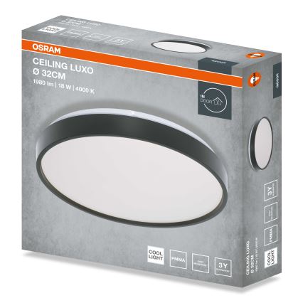 Osram - LED stropna svetilka CEILING LUXO LED/18W/230V premer 32 cm črna