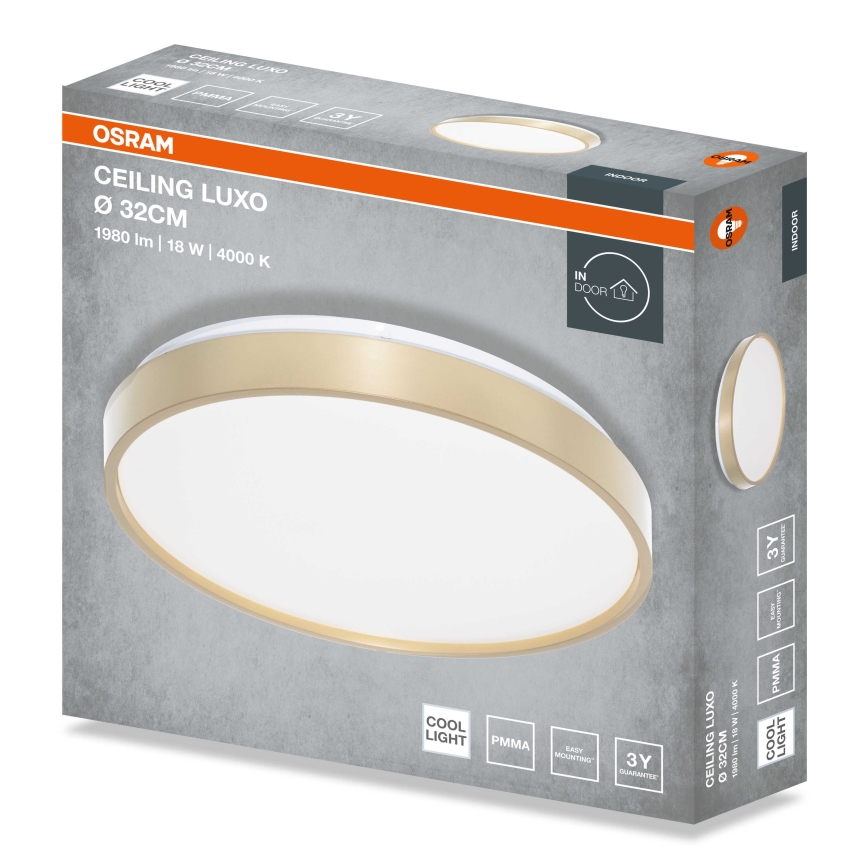 Osram - LED stropna svetilka CEILING LUXO LED/18W/230V, premer 32 cm, zlata