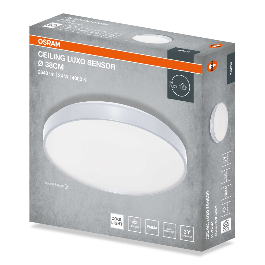 Osram - LED stropna svetilka s senzorjem za temo CEILING LUXO LED/24W/230V, premer 38 cm, srebrna