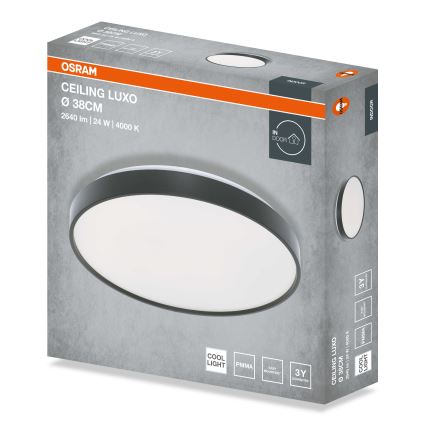 Osram - LED stropna svetilka CEILING LUXO LED/24W/230V Ø 38 cm črna