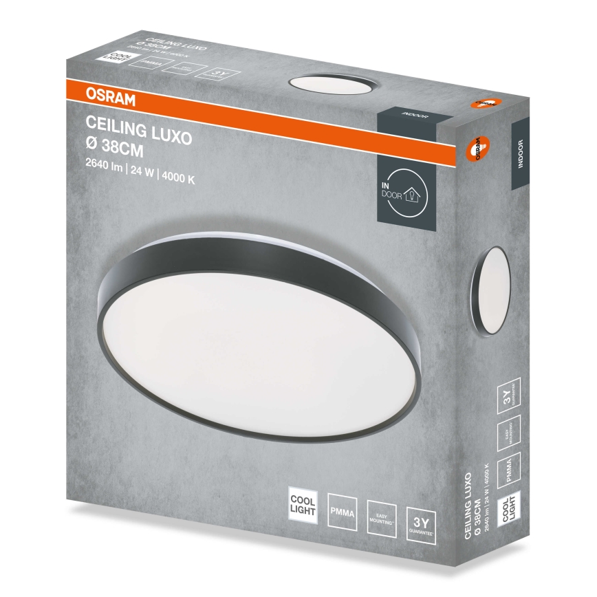 Osram - LED stropna svetilka CEILING LUXO LED/24W/230V Ø 38 cm črna