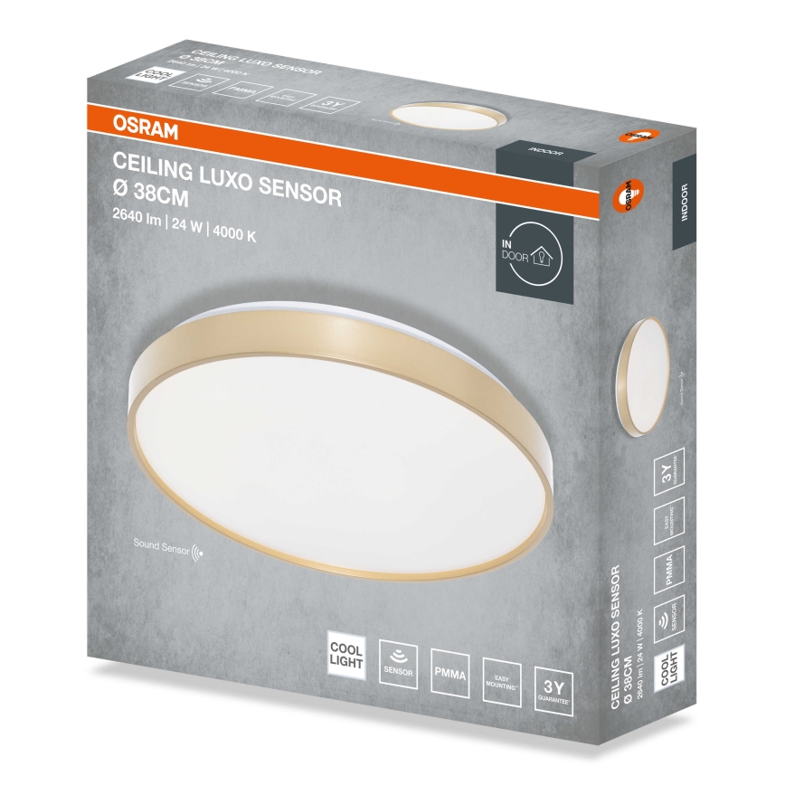 Osram - LED stropna svetilka s senzorjem mraka CEILING LUXO LED/24W/230V Ø 38 cm zlata