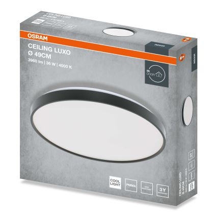 Osram - LED stropna svetilka CEILING LUXO LED/36W/230V, premer 49 cm, črna