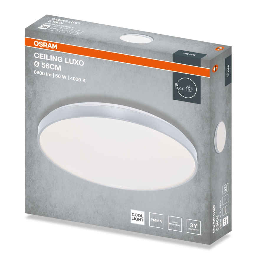 Osram - LED stropna svetilka CEILING LUXO LED/60W/230V premer 56 cm srebrna