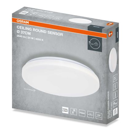 Osram - LED stropna svetilka z zaznavalom mraka CEILING ROUND LED/24W/230V 4000K, premer 37 cm, bela