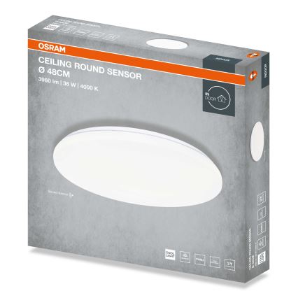 Osram - stropna LED svetilka s senzorjem somraka CEILING ROUND LED/36W/230V 4000K premer 48 cm bela