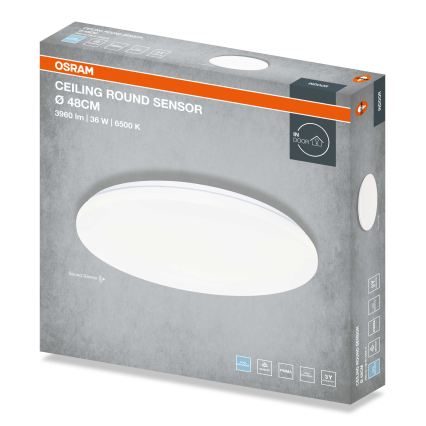 Osram - LED stropna svetilka s senzorjem mraka CEILING ROUND LED/36W/230V 6500K, premer 48 cm, bela