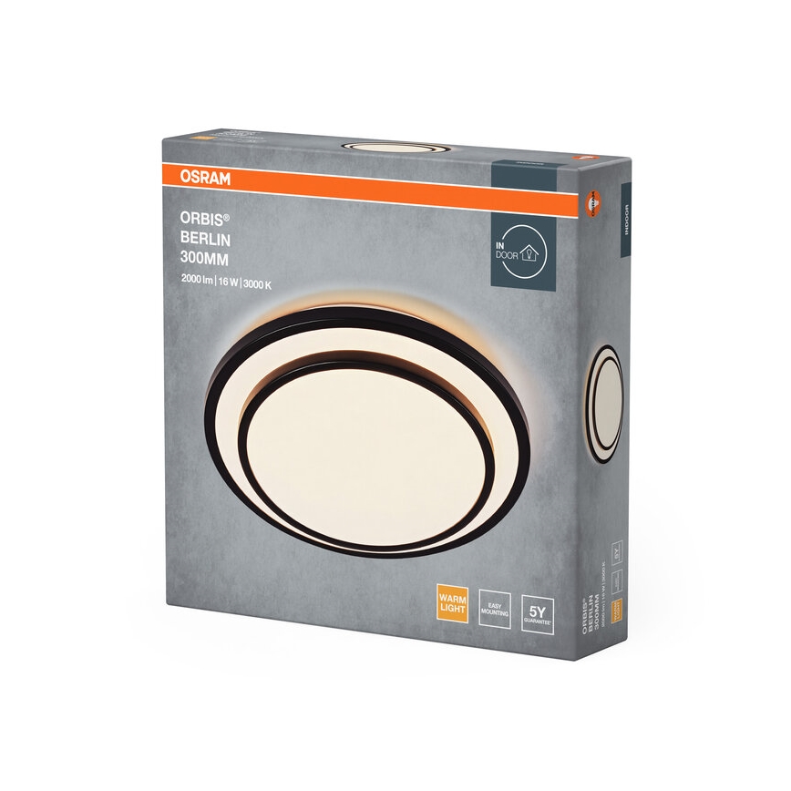 Osram - LED stropna svetilka ORBIS BERLIN LED/16W/230V premer 29,3 cm črna