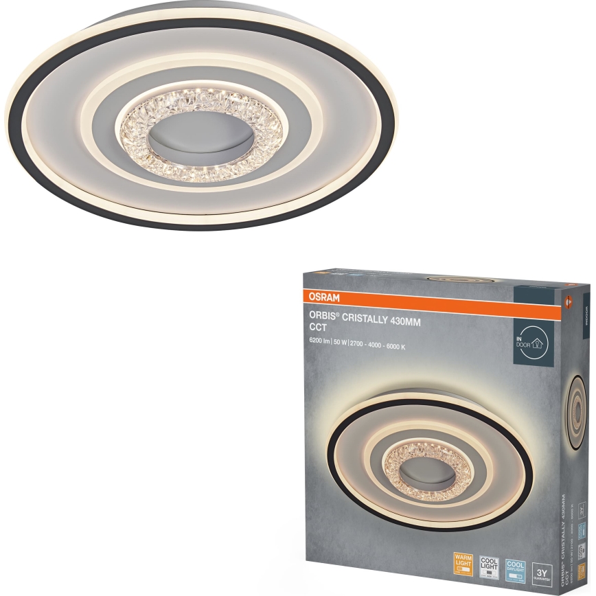 Osram - LED stropno svetilo ORBIS CRISTALLY LED/50W/230V 2700/4000/6000K Ø 43 cm bela/črna