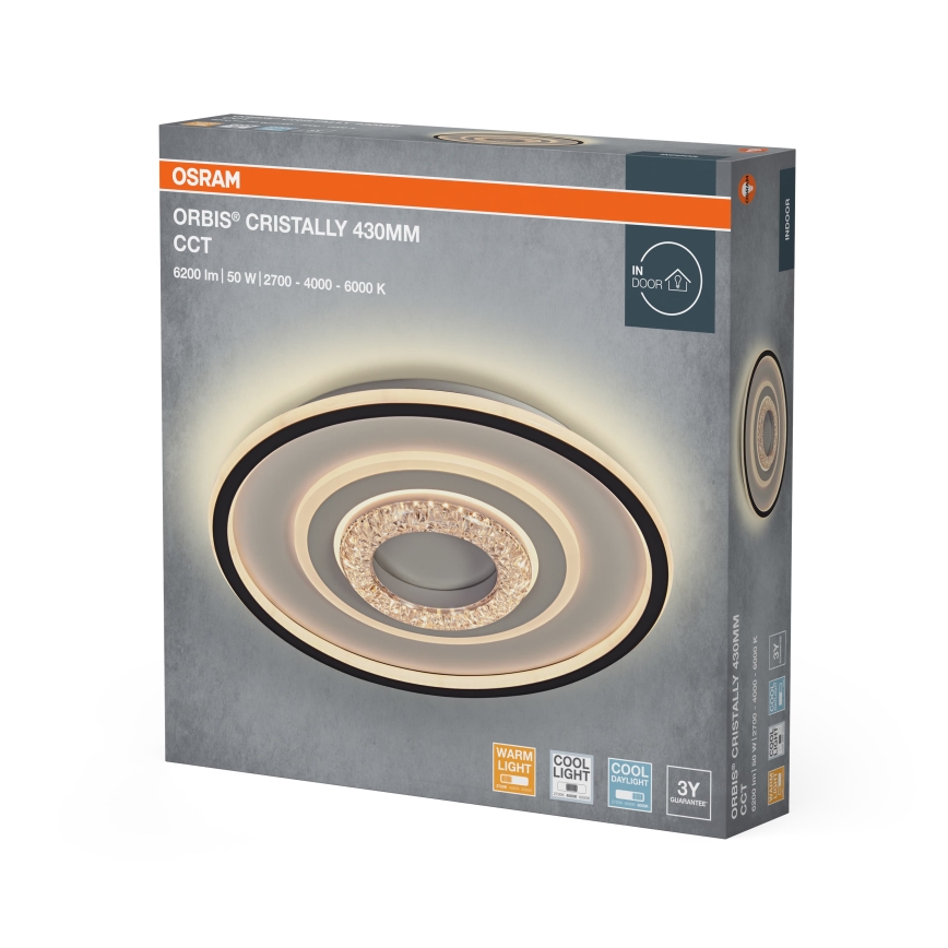 Osram - LED stropno svetilo ORBIS CRISTALLY LED/50W/230V 2700/4000/6000K Ø 43 cm bela/črna
