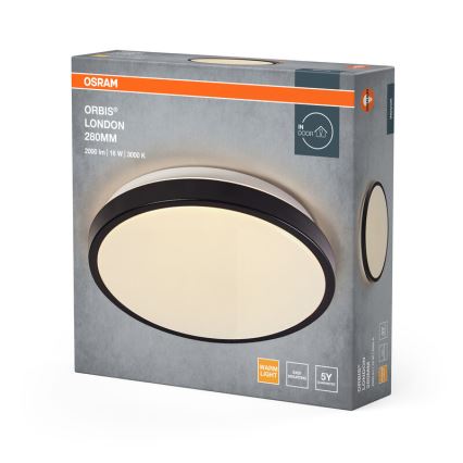 Osram - LED stropna svetilka ORBIS LONDON LED/16W/230V, premer 28 cm, črna