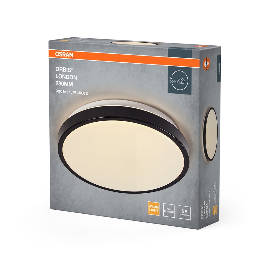 Osram - LED stropna svetilka ORBIS LONDON LED/16W/230V, premer 28 cm, črna