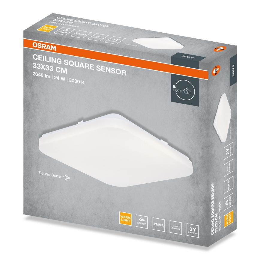 Osram - LED stropna svetilka s senzorjem mraka SQUARE LED/24W/230V 33x33 cm