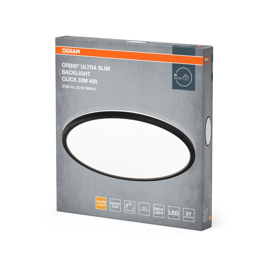 Osram - zatemnljivo stropno LED svetilo ORBIS ULTRA SLIM LED/22W/230V 3000K, premer 40 cm, črne barve