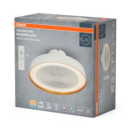 Osram - Zatemnjevalna LED stropna svetilka s ventilatorjem CEILING FAN LED/49W/230V 2700-6500K bela/zlata + daljinski upravljalnik