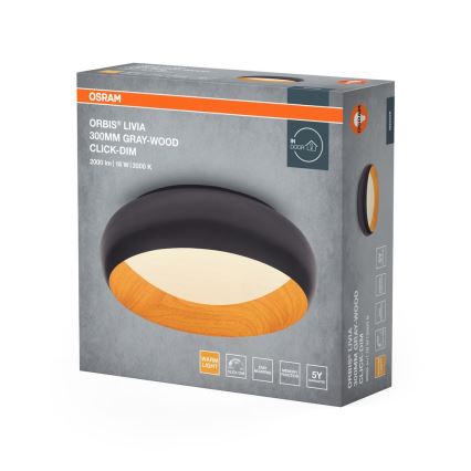 Osram - Zatemnljivo LED stropno svetilo ORBIS LIVIA LED/16W/230V premer 30 cm antracit/rjava