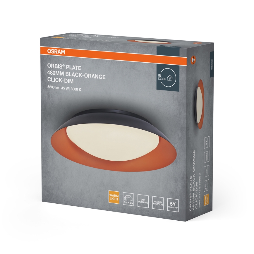 Osram - ORBIS PLATE LED stropna svetilka z možnostjo zatemnitve, LED/45W/230V, premer 48 cm, oranžna/črna