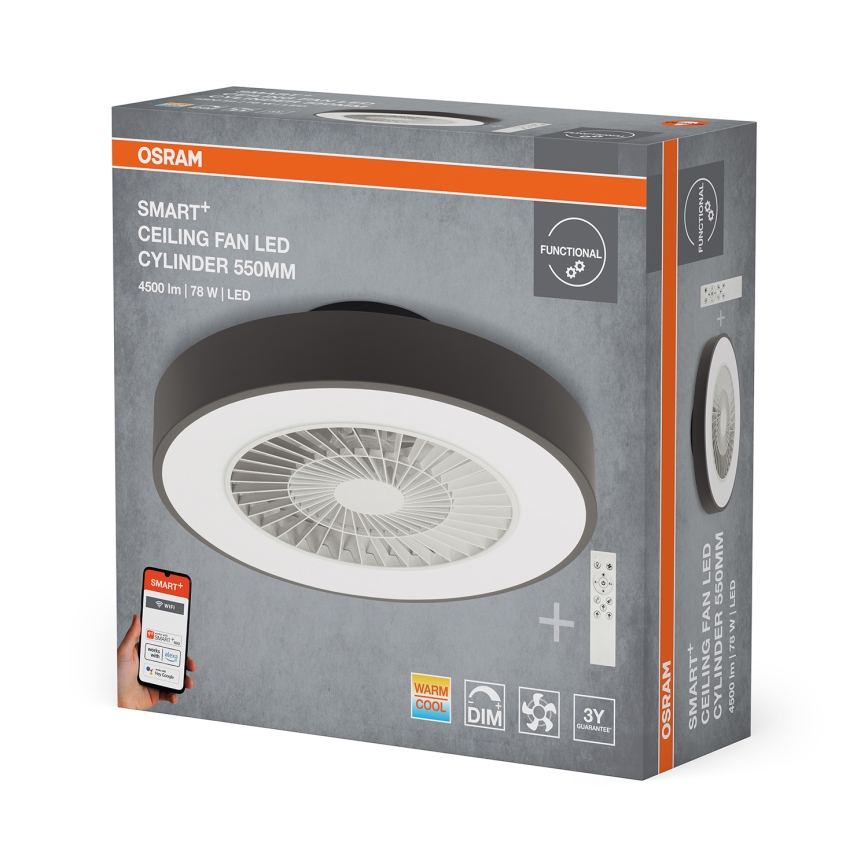 Osram - LED zatemnjiva stropna svetilka s ventilatorjem SMART+ LED/78W/230V 3000-6500K Wi-Fi + daljinsko upravljanje