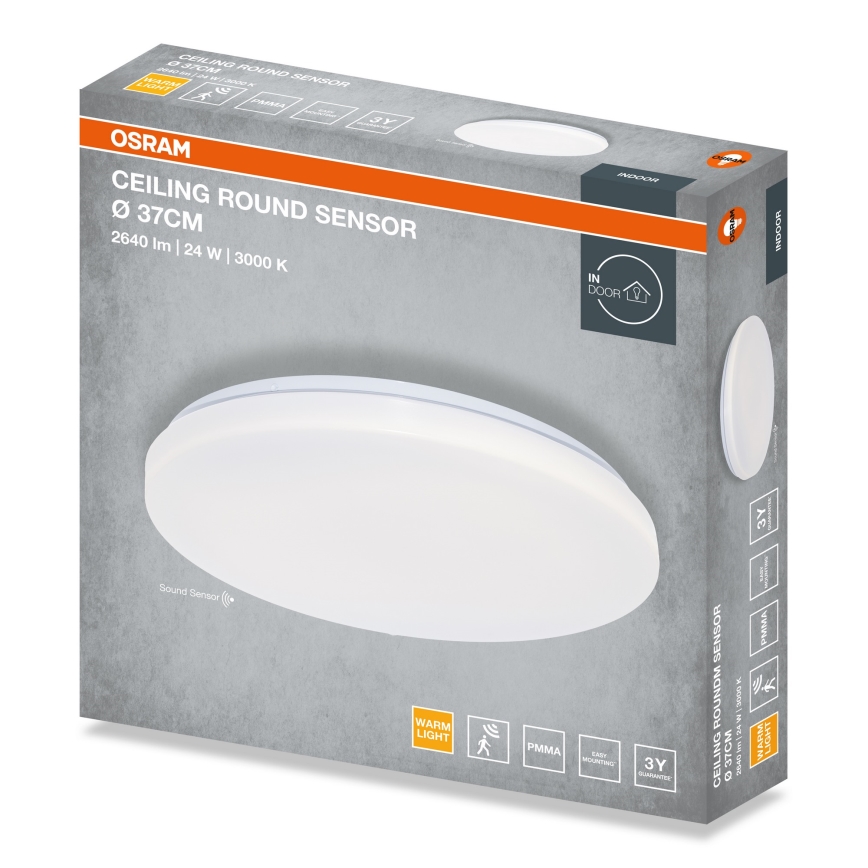 Osram - LED stropna svetilka s senzorjem mraka ROUND LED/24W/230V, premer 37 cm