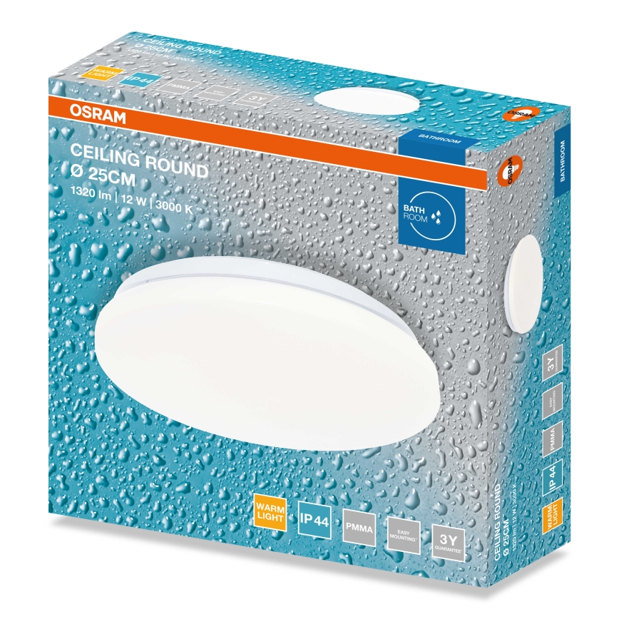 Osram - LED stropna svetilka za kopalnico CEILING ROUND LED/12W/230V 3000K Ø 26 cm IP44 bela