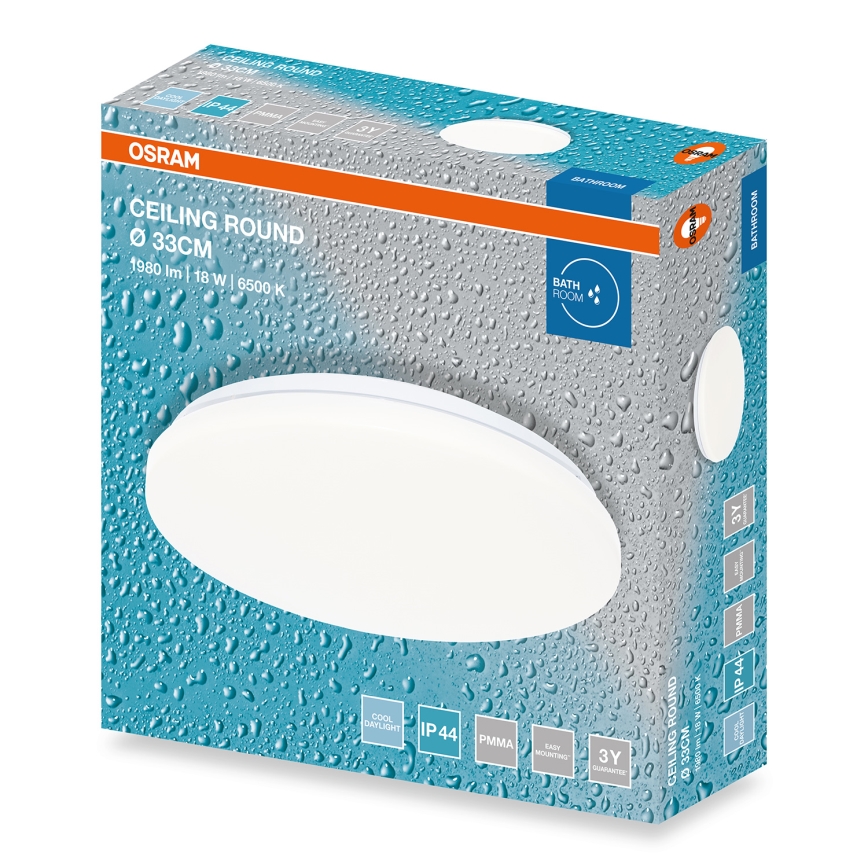 Osram - LED stropna svetilka za kopalnico CEILING ROUND LED/18W/230V 6500K premer 33 cm IP44 bela