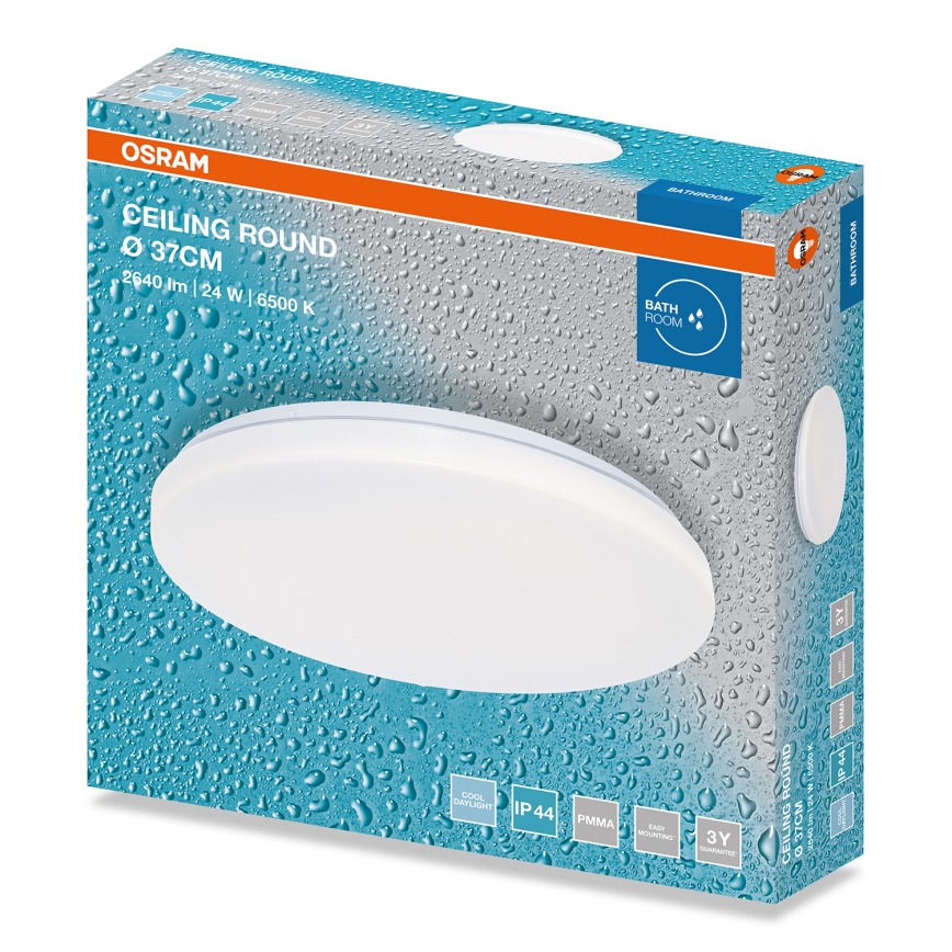Osram - LED kopalniška stropna svetilka CEILING ROUND LED/24W/230V 6500K, premer 37 cm, IP44, bela