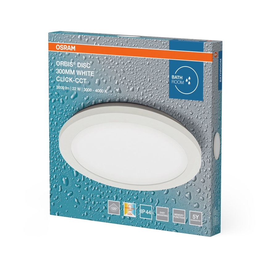 Osram - LED stropna kopalniška svetilka ORBIS DISC LED/22W/230V 3000/4000K premer 30 cm IP44 bela