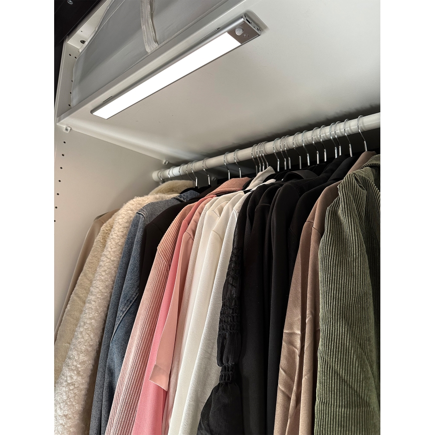 Osram - LED svetilka za pod omaro s senzorjem gibanja in senzorjem mraka LINEAR LED/4W/3,7V 1500 mAh 3000/4000/6500K 60 cm siva