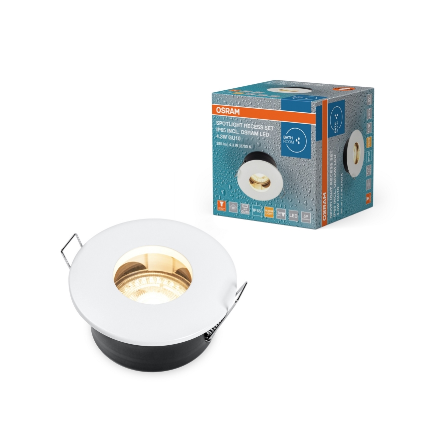 Osram - LED kopalniško vgradno stropno svetilo SPOT 1xGU10/4,3W/230V 2700K CRI 90 premer 8,5 cm IP65 belo