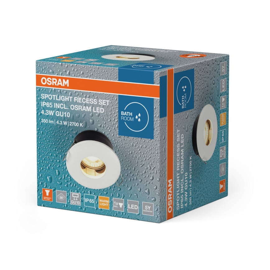 Osram - LED kopalniško vgradno stropno svetilo SPOT 1xGU10/4,3W/230V 2700K CRI 90 premer 8,5 cm IP65 belo