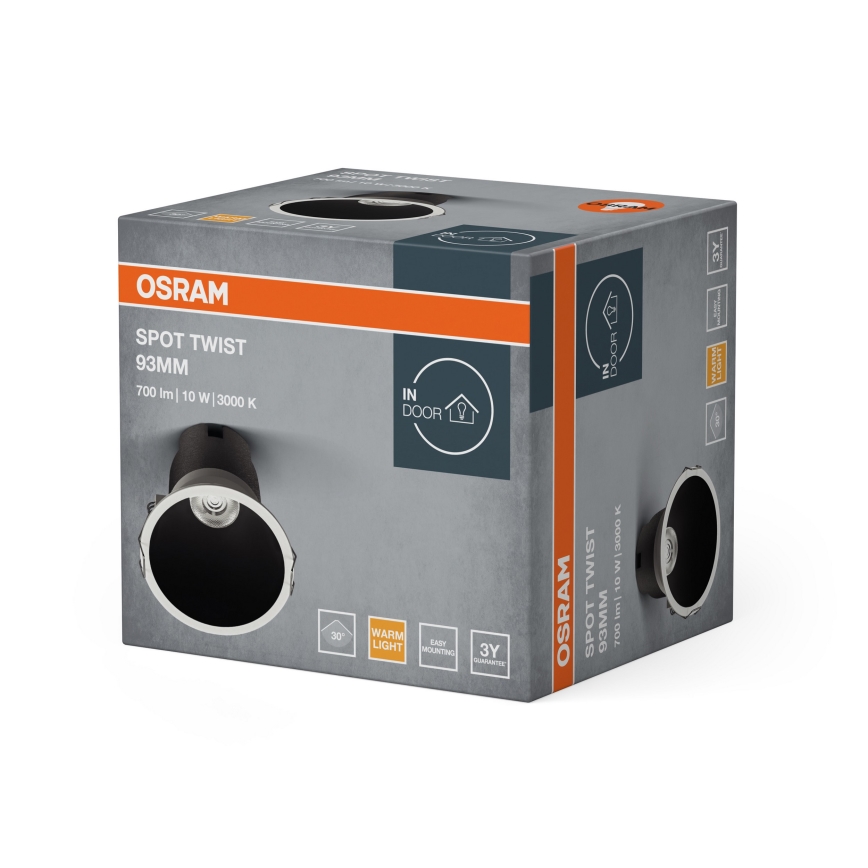 Osram - LED vgradna stropna svetilka SPOT TWIST LED/10W/230V 3000K premer 9,3 cm bela/črna