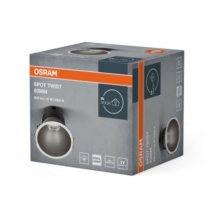 Osram - Vgradna LED stropna svetilka SPOT TWIST LED/10W/230V 4000K, premer 9,3 cm, bela/srebrna
