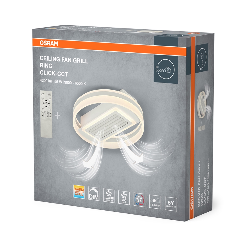 Osram - LED stropna svetilka s funkcijo zatemnitve in ventilatorjem CEILING FAN LED/55W/230V 3000-6500K bela + z daljinskim upravljalnikom