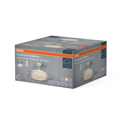 Osram - LED zatemnjiva stropna svetilka z ventilatorjem PONIENTE LED/36W/230V 3000/4000/6500K + daljinski upravljalnik