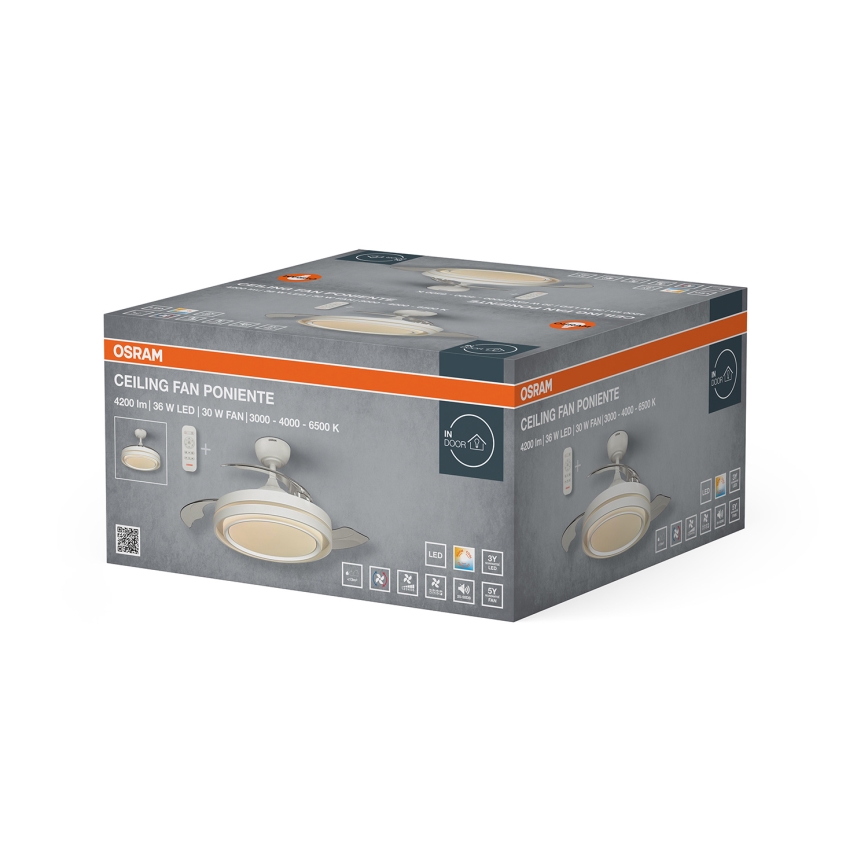Osram - LED zatemnjiva stropna svetilka z ventilatorjem PONIENTE LED/36W/230V 3000/4000/6500K + daljinski upravljalnik