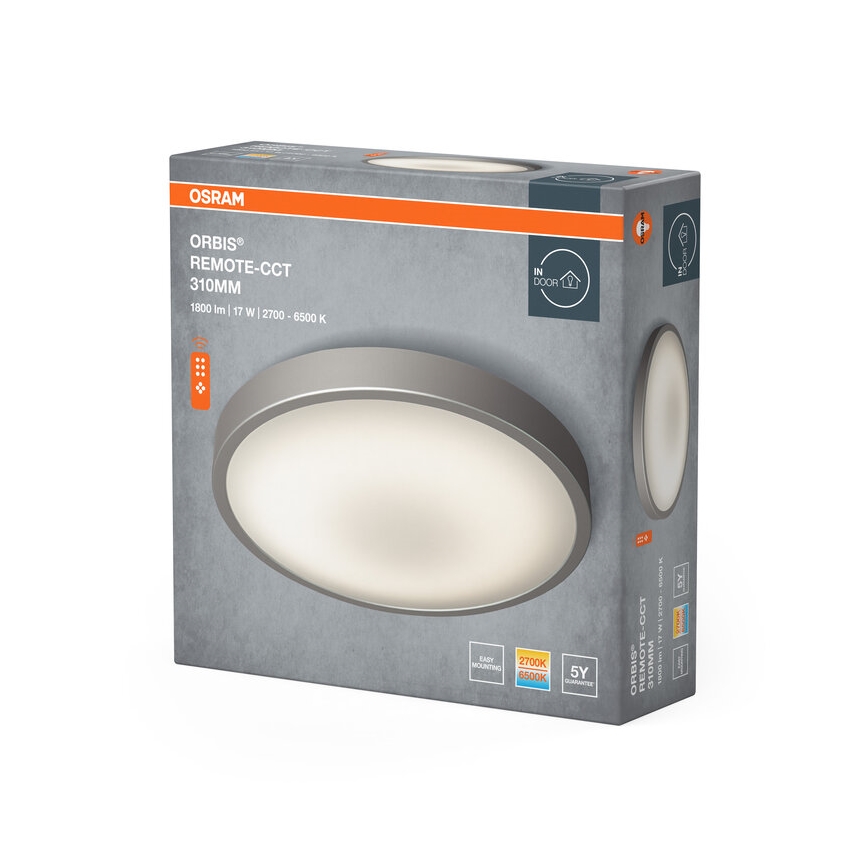 Osram - ORBIS LED zatemnjiva stropna svetilka, 17 W, 230 V, 2700-6500 K, premer 31 cm + daljinski upravljalnik