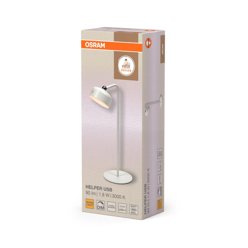 Osram - LED zatemnjiva polnilna namizna svetilka 3v1 DECOR HELPER LED/1,8W/5V bela