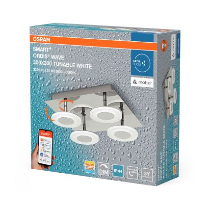 Osram - LED zatemnjevalna stropna svetilka za kopalnico SMART+ WAVE LED/24W/230V 3000-6500K IP44 Wi-Fi
