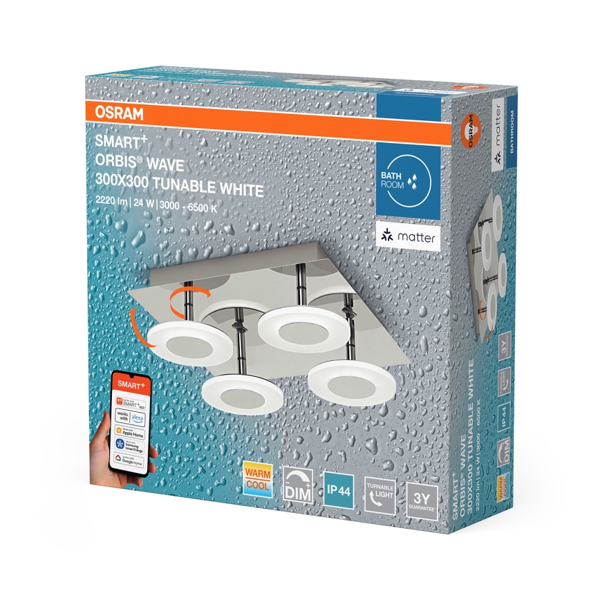 Osram - LED zatemnjevalna stropna svetilka za kopalnico SMART+ WAVE LED/24W/230V 3000-6500K IP44 Wi-Fi