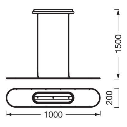 Osram - LED lestenec na lanku s možnostjo zatemnitve OFFICE LINE LED/57W/230V 4000K 100 cm CRI 90 črna